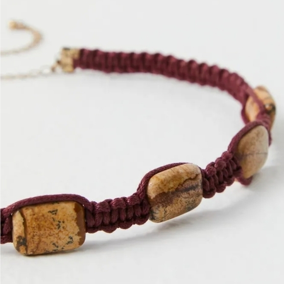 NWT Free People Sweet Carolina Choker Tan Ocean Jasper - Picture 3 of 9